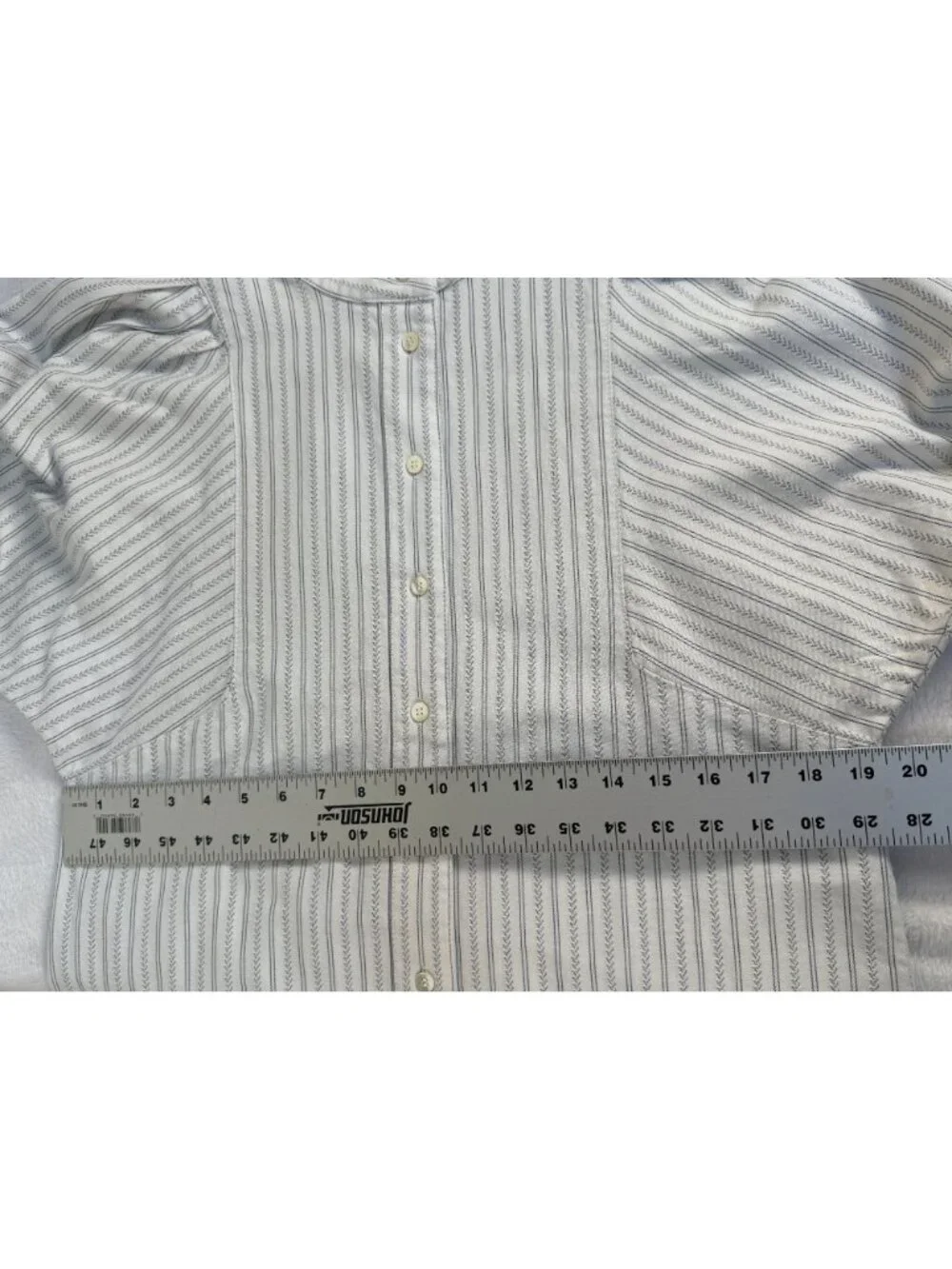 Banana Republic Shirt Women's Samll Tall Striped Puff Sleeve Stand Collar Button
